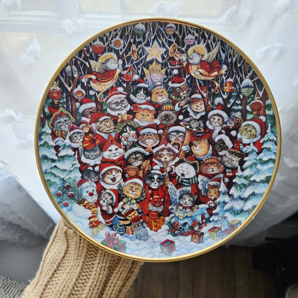 Vintage Franklin Mint Collector's Cat Santa Claws Claus Decorative Plate